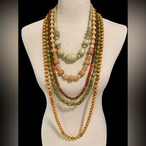 Bundle of 5 Wood Necklaces
